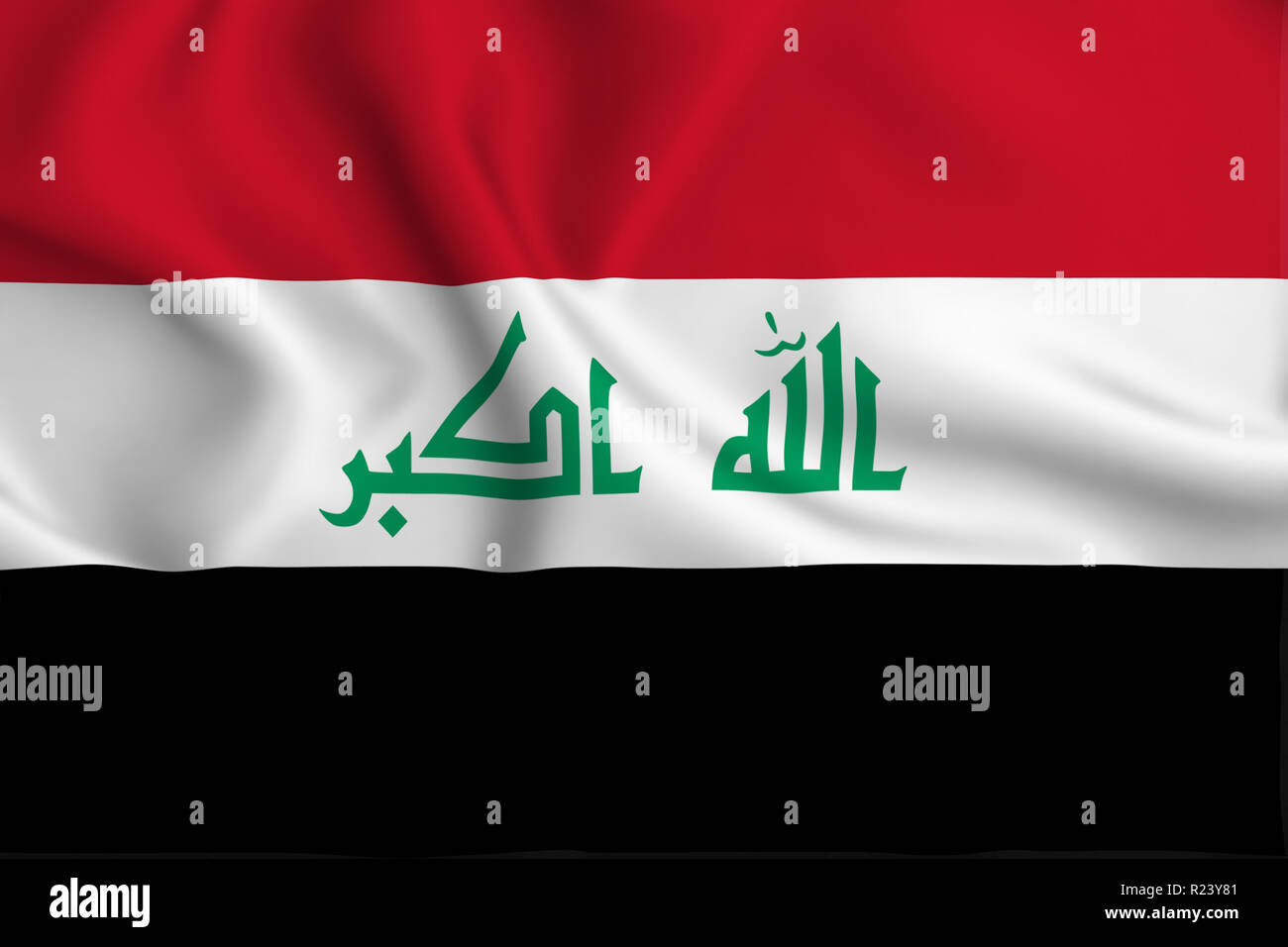 Iraq 3D waving flag illustration. Texture can be used as background. Stock Photo