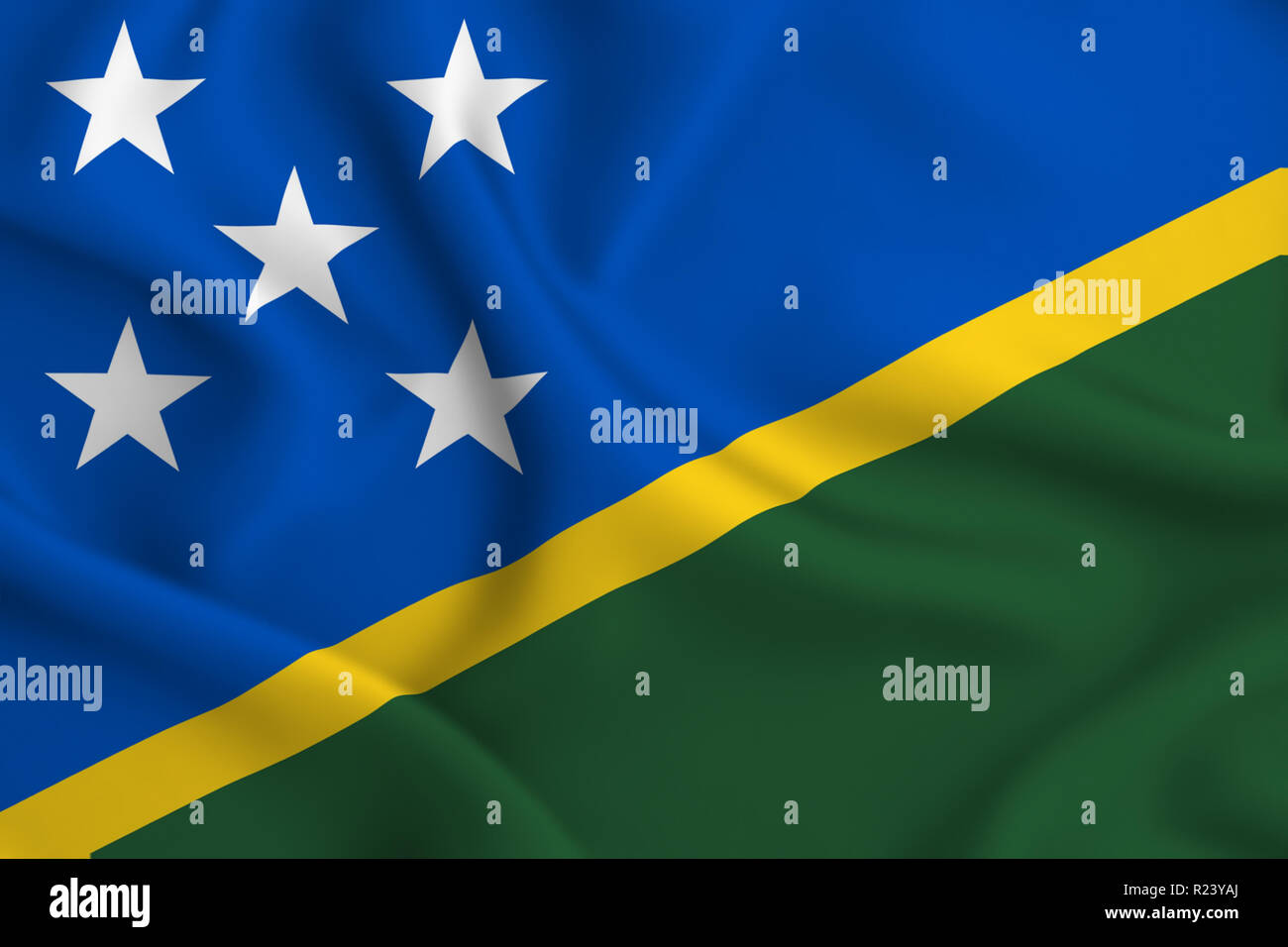 Salomon Islands 3D waving flag illustration. Texture can be used as background. Stock Photo