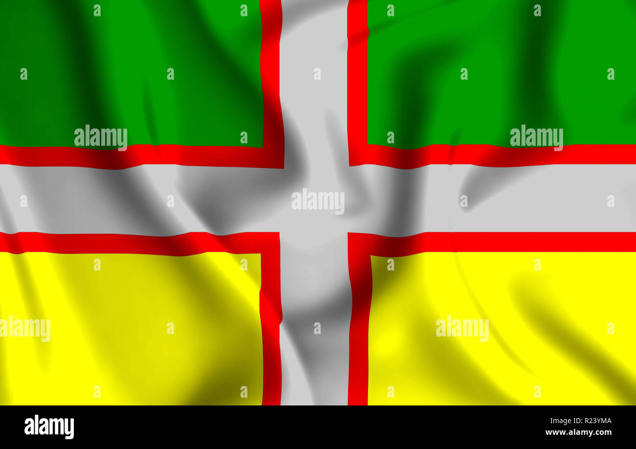 Drapeau Du SaguenayLacSaintJean 3D waving flag illustration. Texture