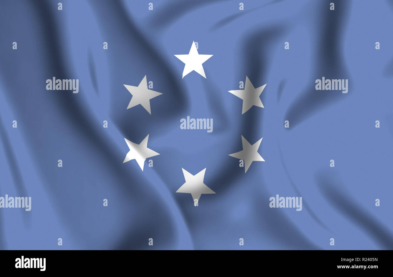 Trust Territory Of The Pacific Islands 3D waving flag illustration. Texture can be used as background. Stock Photo