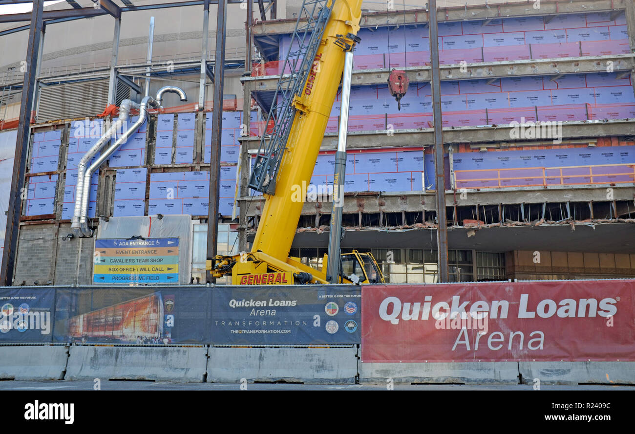 Quicken Loans Arena under construction in downtown Cleveland, Ohio, USA. Stock Photo