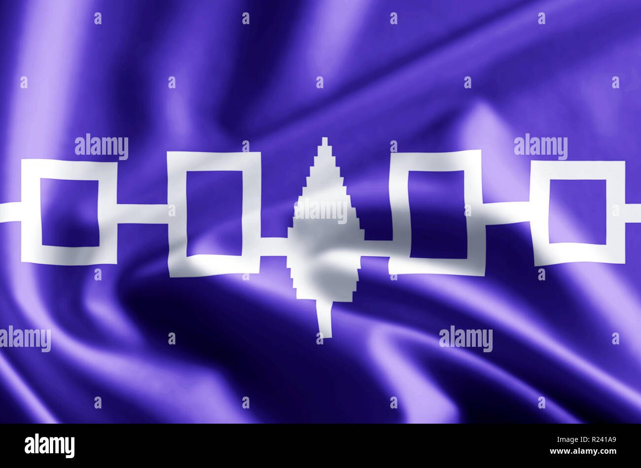 Iroquois Confederacy 3D waving and closeup flag illustration with