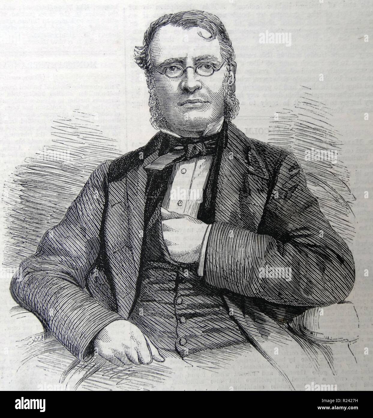 Engraving of W. H. Adams, Esq. (formerly member for Boston), Chief Justice of Hong-Kong. Dated 1860 Stock Photo
