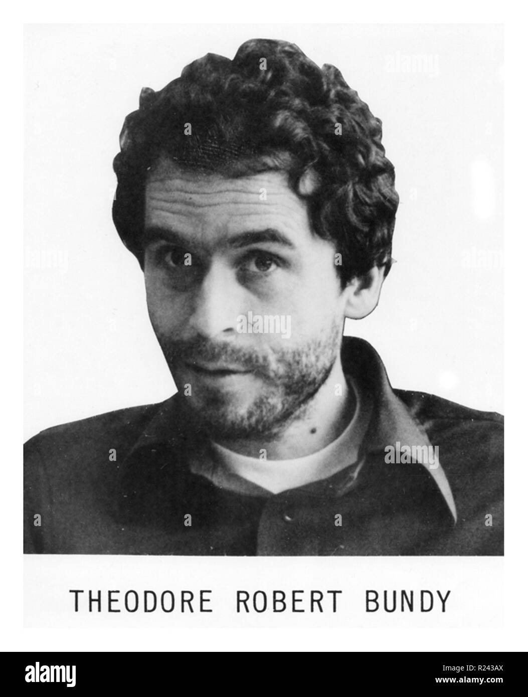 FBI wanted poster for Theodore Robert 'Ted' Bundy (born Theodore Robert Cowell; November 24, 1946 - January 24, 1989) was an American serial killer, kidnapper, rapist, and necrophile who assaulted and murdered numerous young women and girls during the 1970s and possibly earlier. Shortly before his execution, after more than a decade of denials, he confessed to 30 homicides committed in seven states between 1974 and 1978 Stock Photo