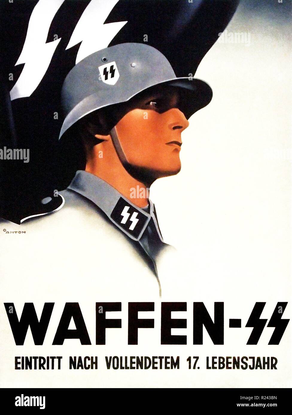 Waffen SS. Nazi propaganda recruitment poster 'Join at 17 or older' 1941 Stock Photo