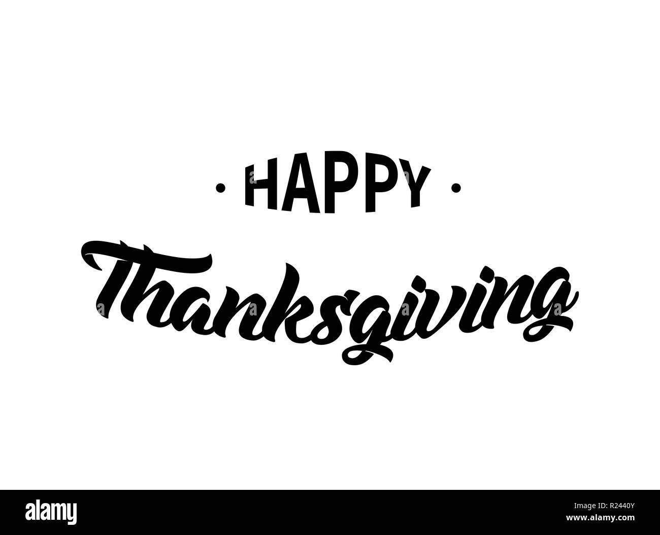Happy Thanksgiving black text on white background, typography poster ...