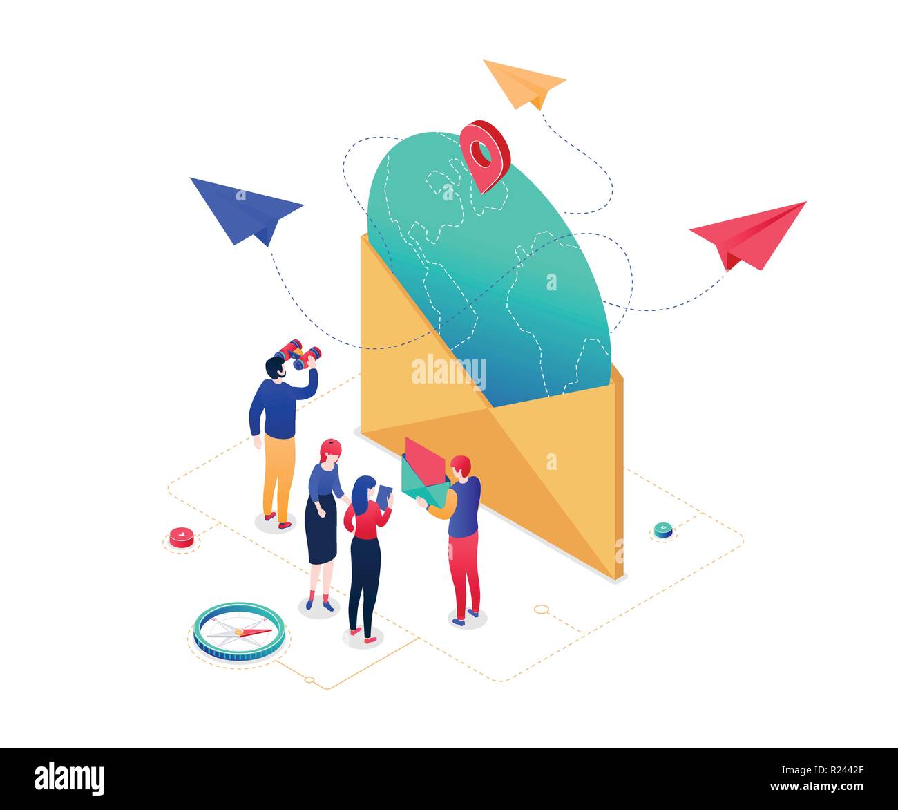 Email marketing - modern colorful isometric vector illustration Stock ...
