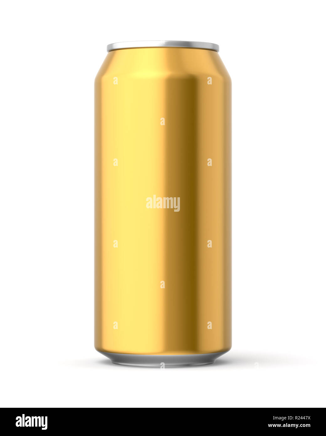 3d rendered metallic gold 440ml can on a white background. Stock Photo