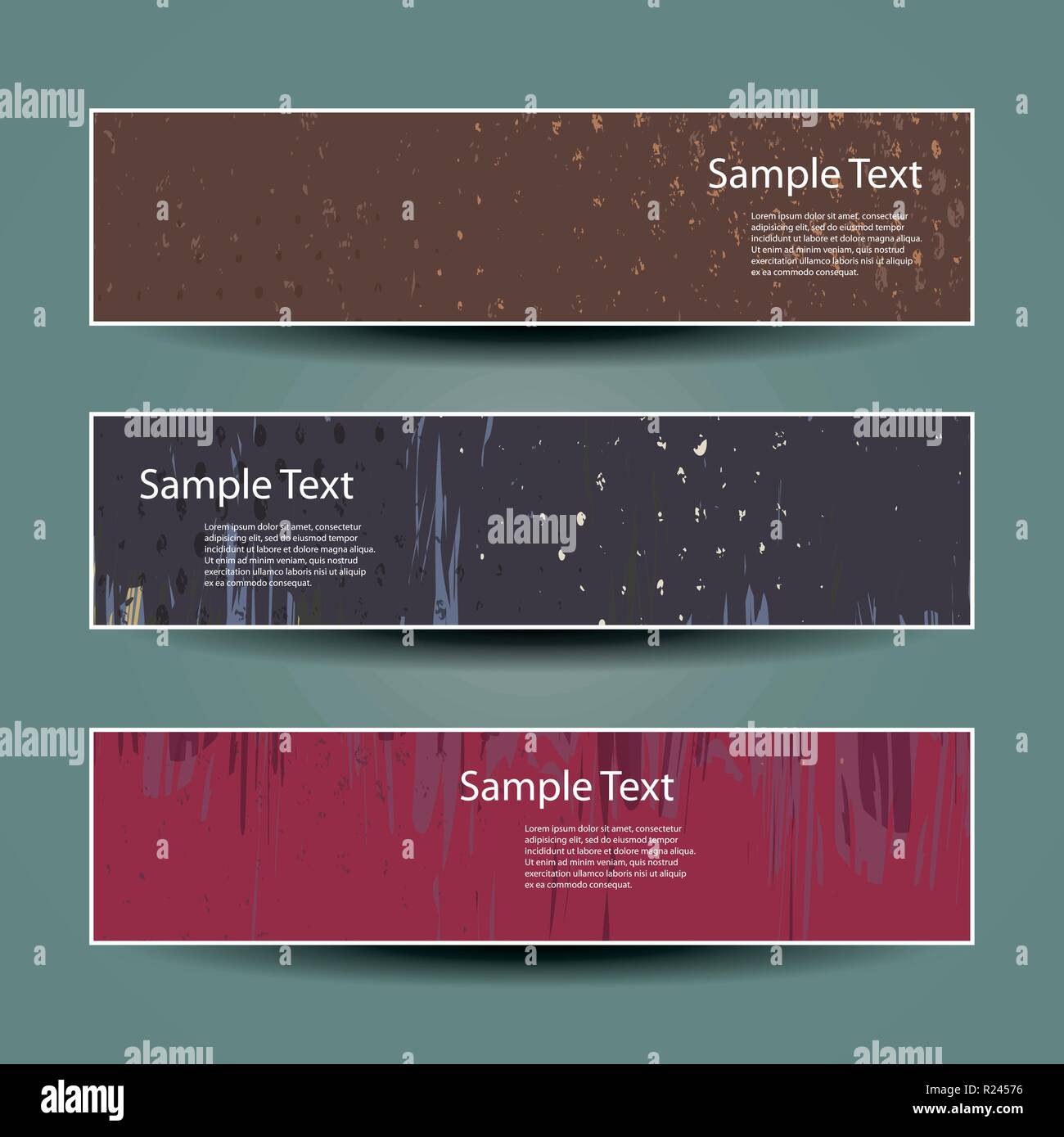 Set of Three Colorful Headers or Banners with Abstract Grungy Pattern ...