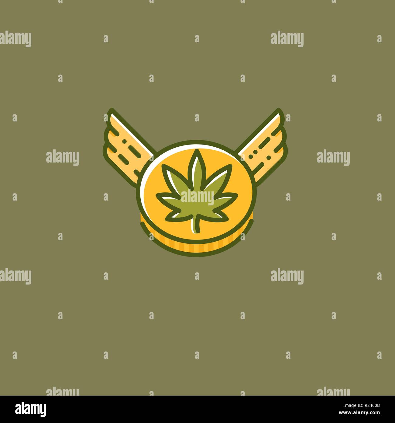 Cannabis coin with wings vector icon Stock Vector