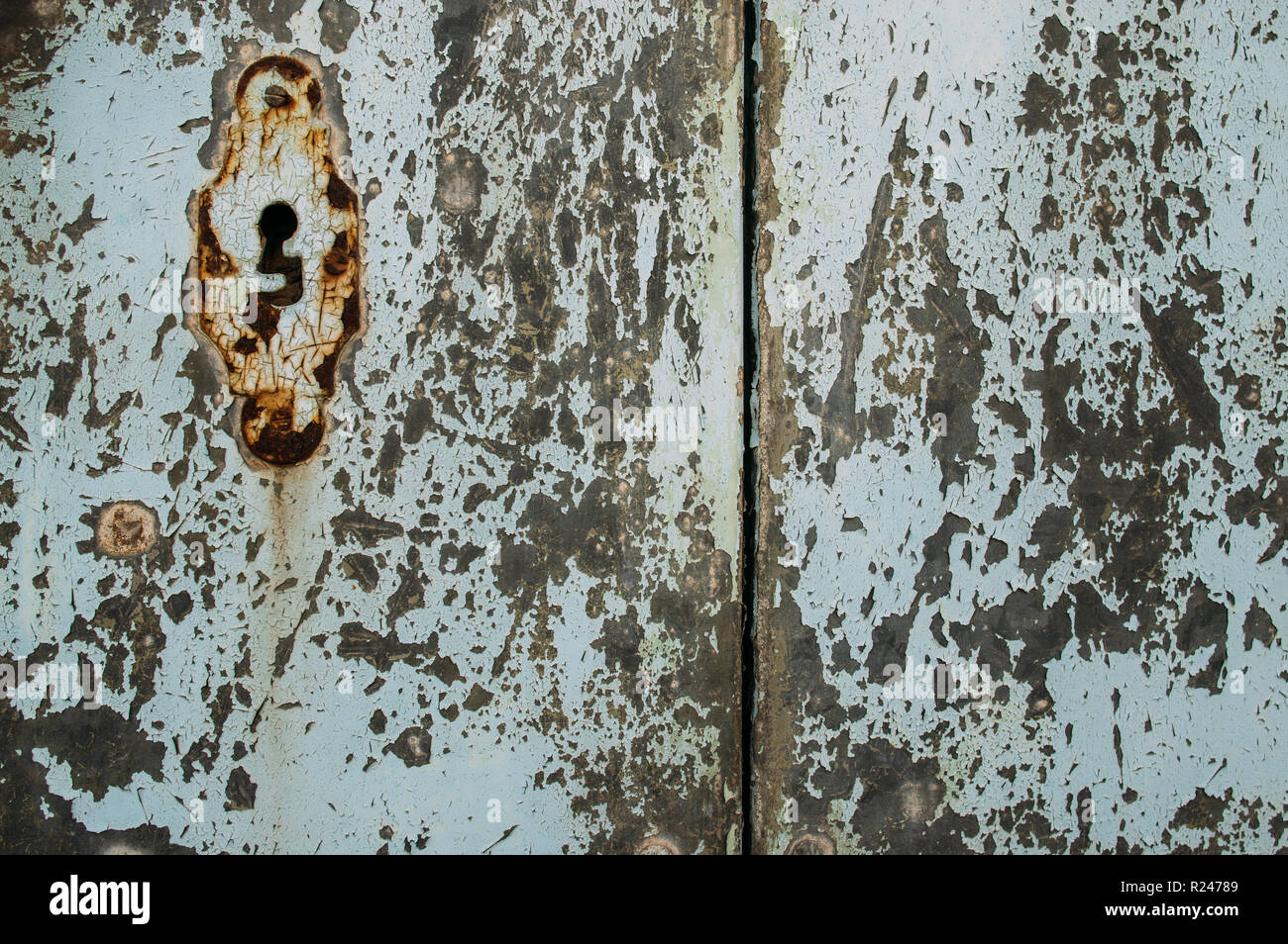 Blue maltese door with paint, Malta Stock Photo