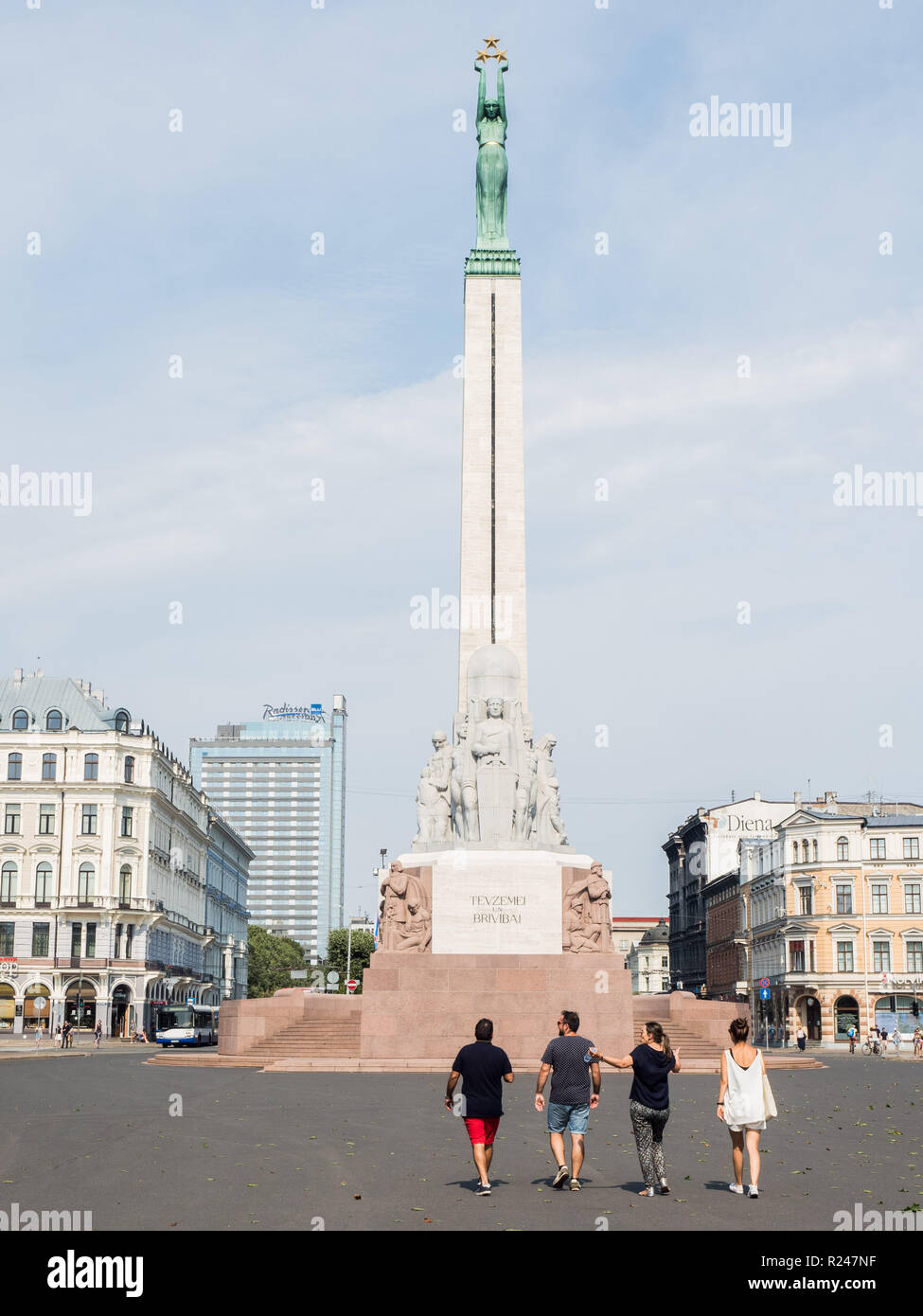 The Freedom Monument honors people killed during the Latvian War of Independence, Riga, Latvia, Baltics, Europe Stock Photo