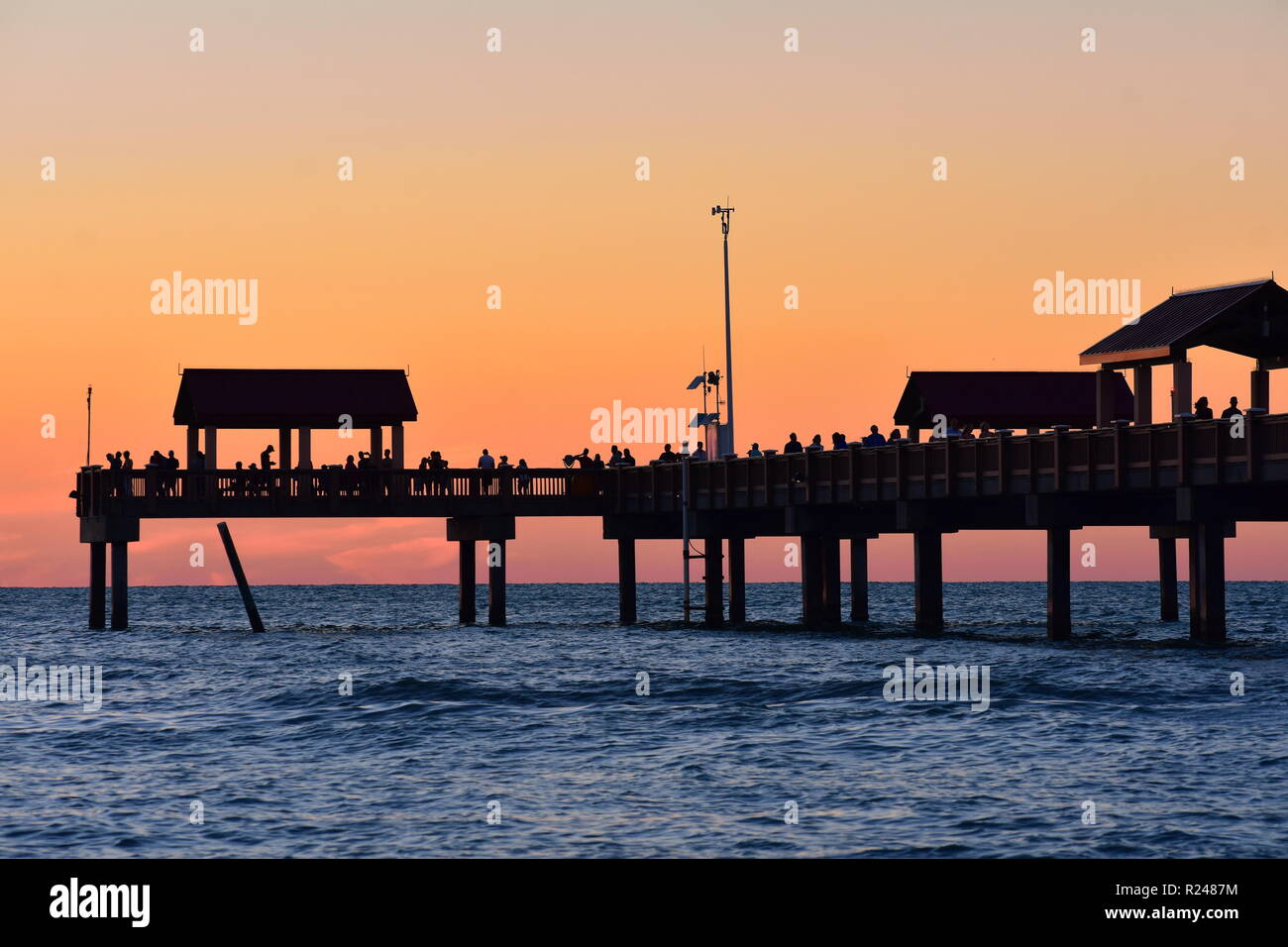Clearwater, Florida. October 21,2018 Pier 60 on colorful sunset ...