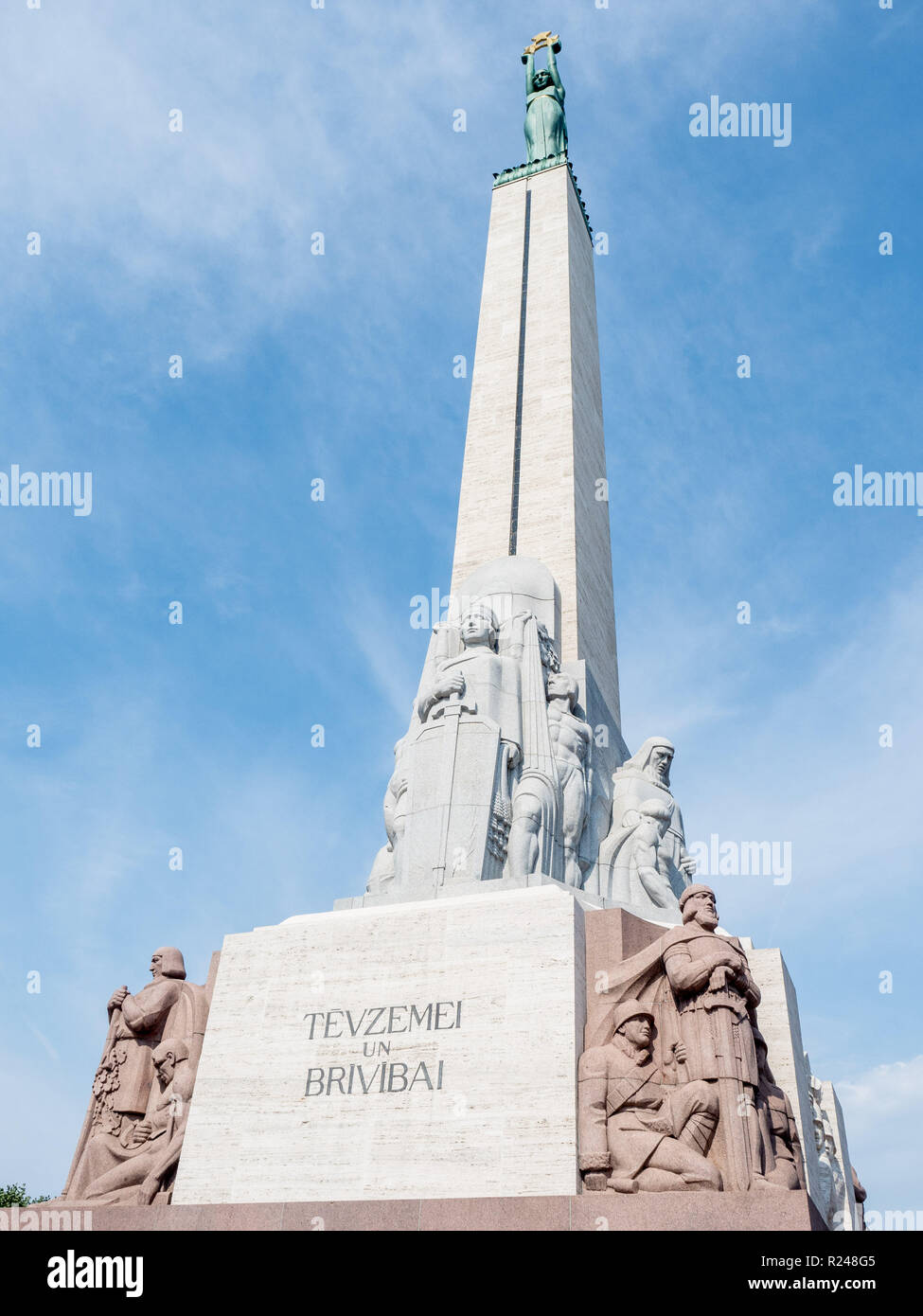 The Freedom Monument honors people killed during the Latvian War of Independence, Riga, Latvia, Baltics, Europe Stock Photo