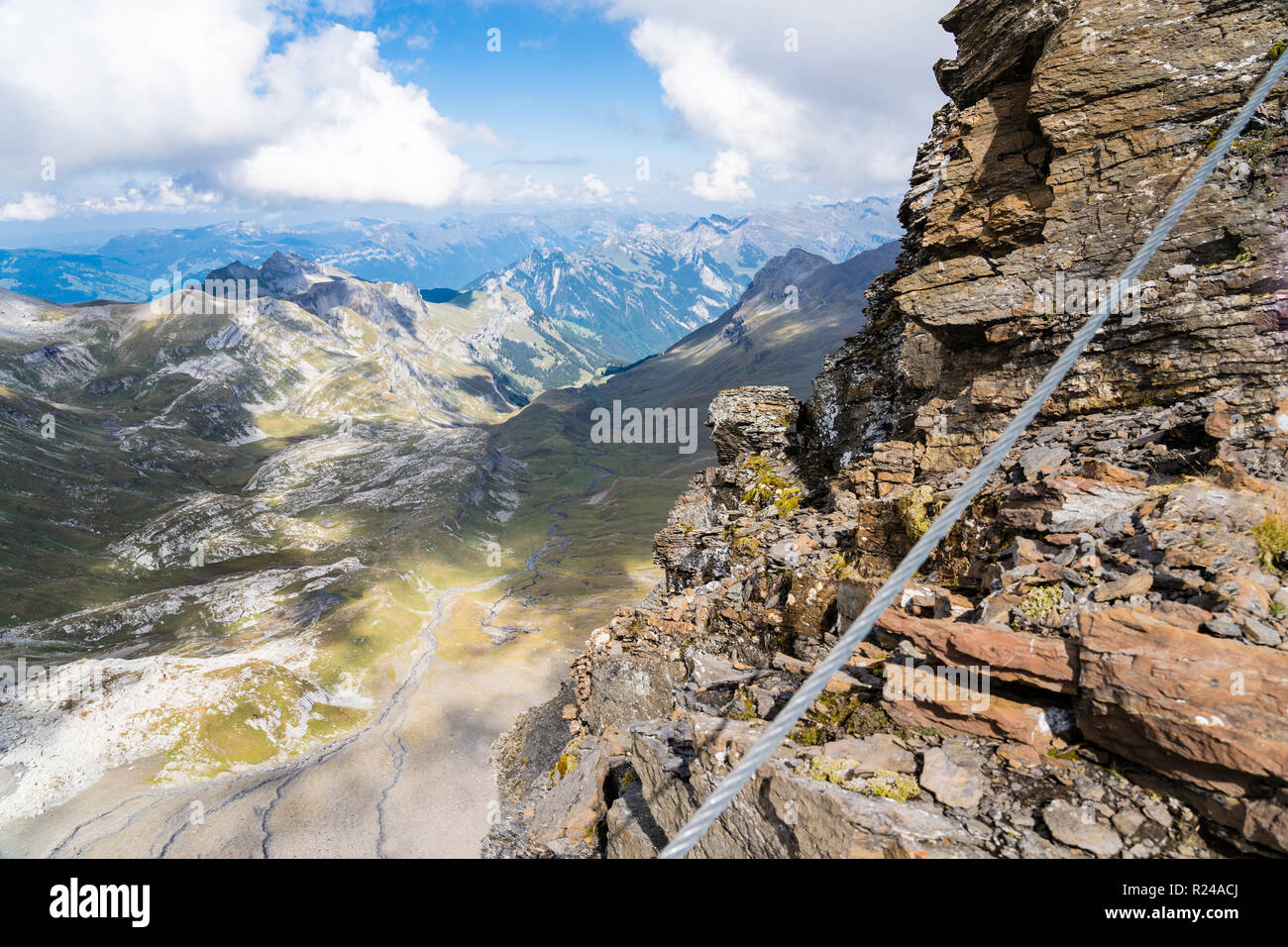 climbing on the top of europe, this is called Schilthorn, Switzerland Stock Photo