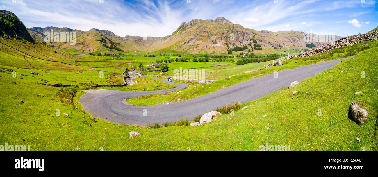 Winding road in the Lake District, Cumbria, England, United Kingdom, Europe Stock Photo