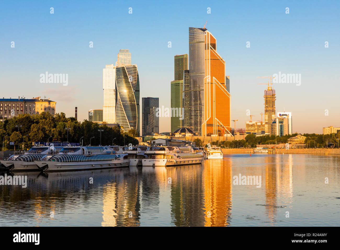 Skyscrapers in business center of Presnensky District, beside the Moscow River, Moscow, Russia, Europe Stock Photo