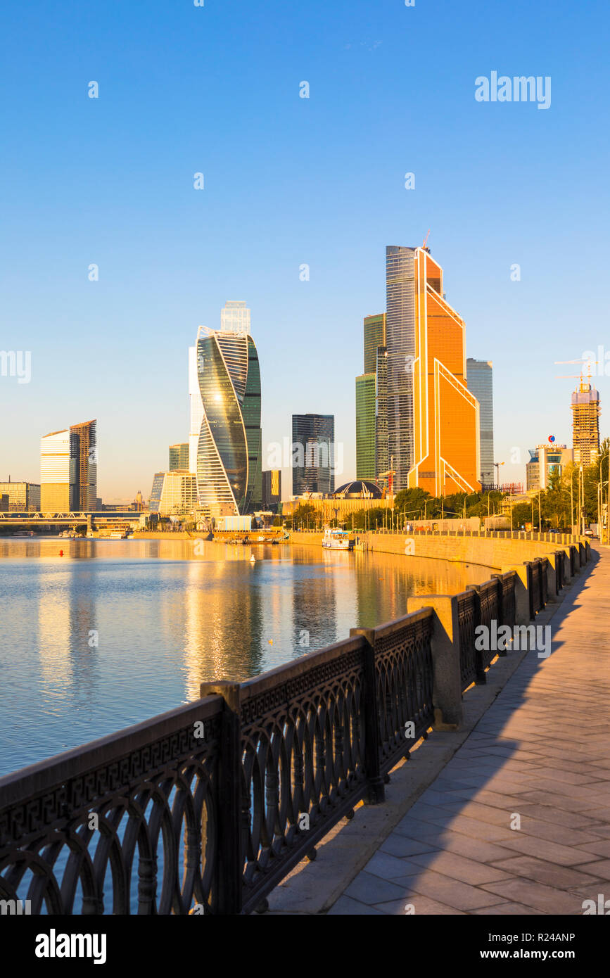 Skyscrapers in business center of Presnensky District, beside the Moscow River, Moscow, Russia, Europe Stock Photo
