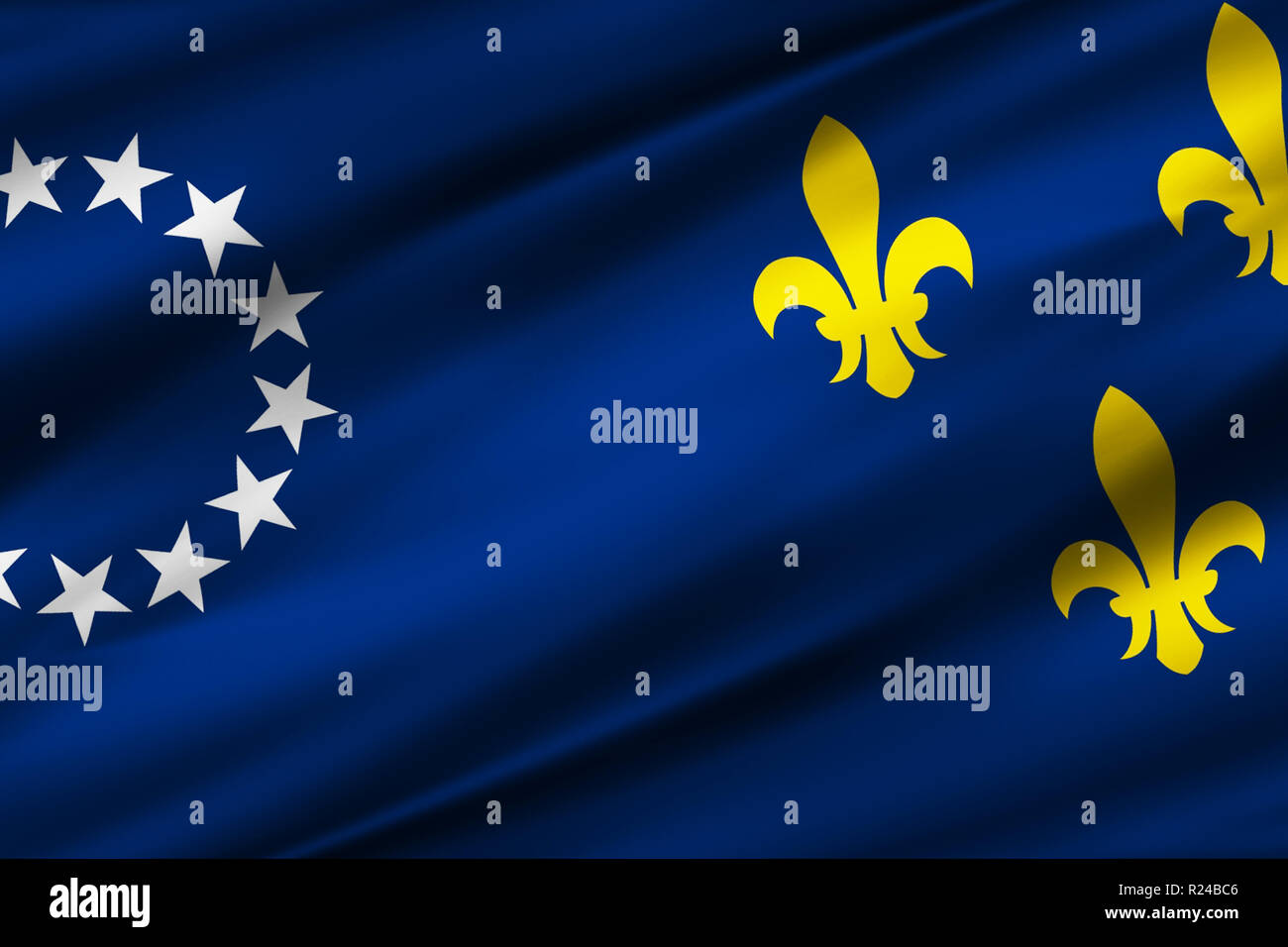 Louisville Kentucky 3D waving flag illustration. Texture can be used
