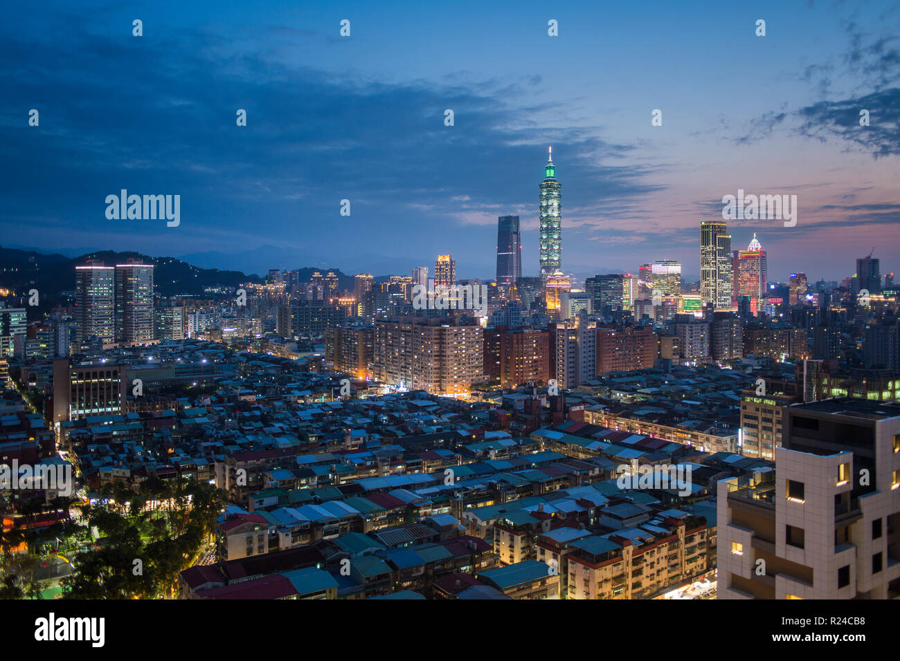 City skyline and Taipei 101 building, Taipei, Taiwan, Asia Stock Photo