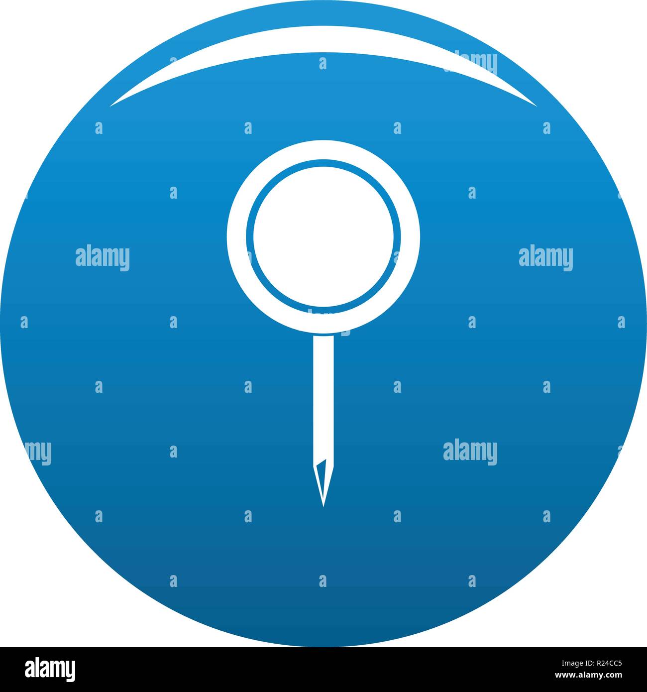 Round pin icon vector blue circle isolated on white background Stock ...