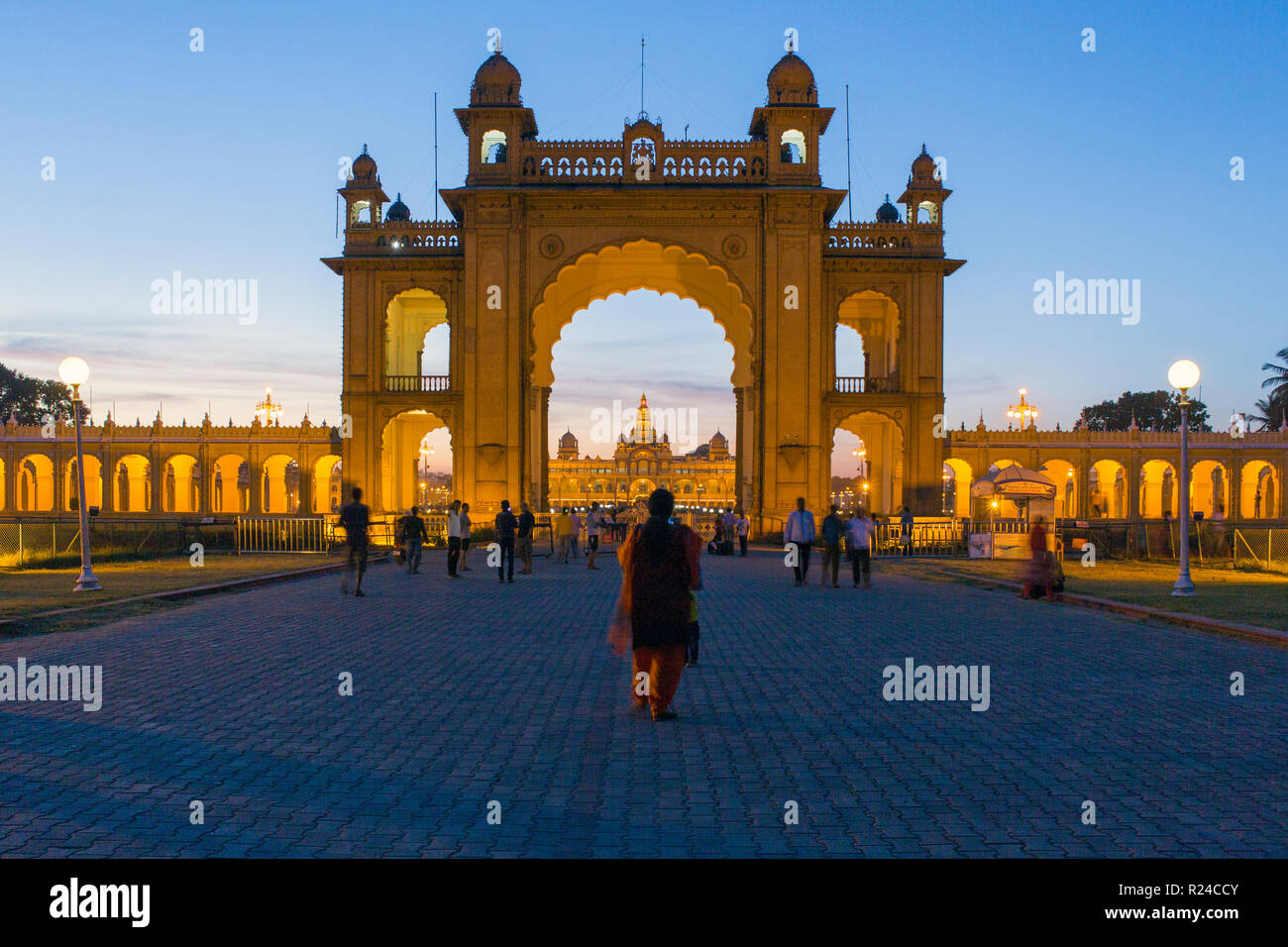City Palace, entrance gateway to the Maharaja's Palace, Mysore, Karnataka, India, Asia Stock Photo