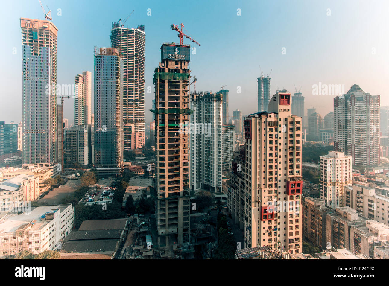 City skyline of modern office and residential buildings, Mumbai, Maharashtra, India, Asia Stock Photo