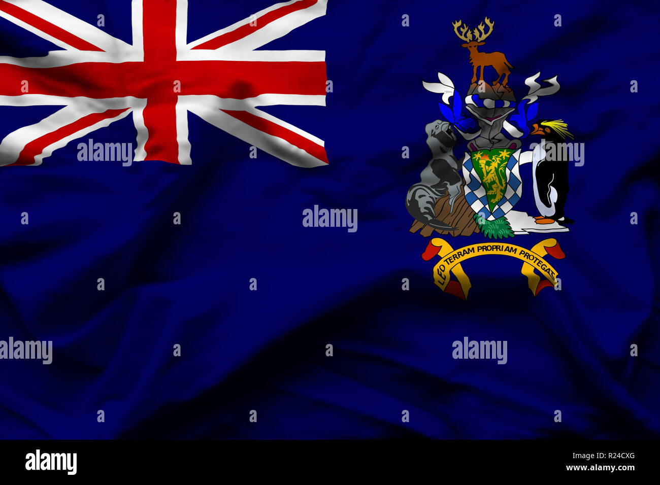 South georgia and the south sandwich islands 3D wrinkled flag