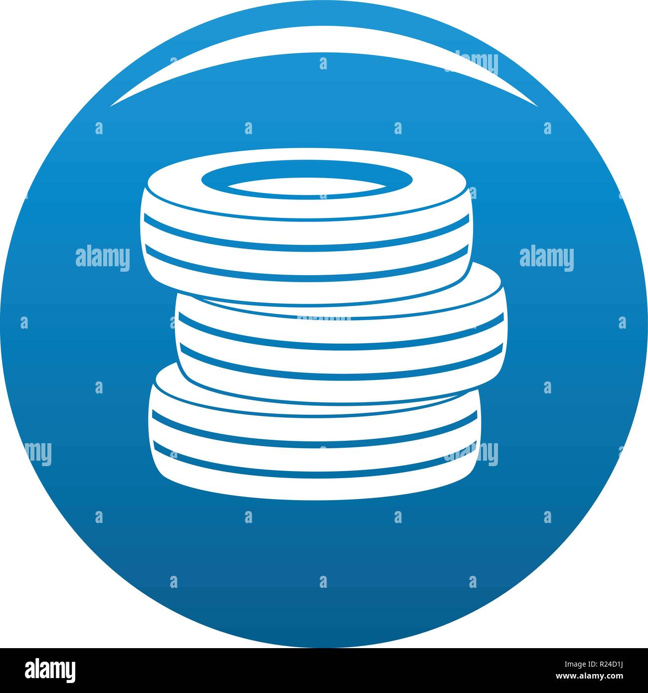 Tire fitting icon vector blue circle isolated on white background  Stock Vector