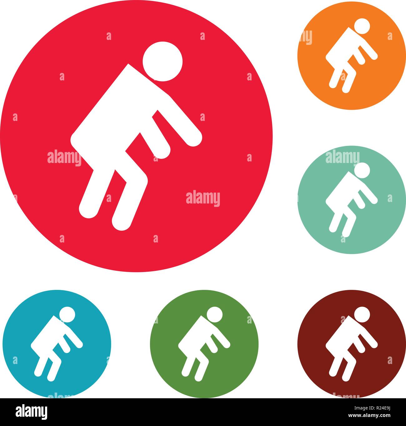 Stick figure stickman icons circle set vector isolated on white ...