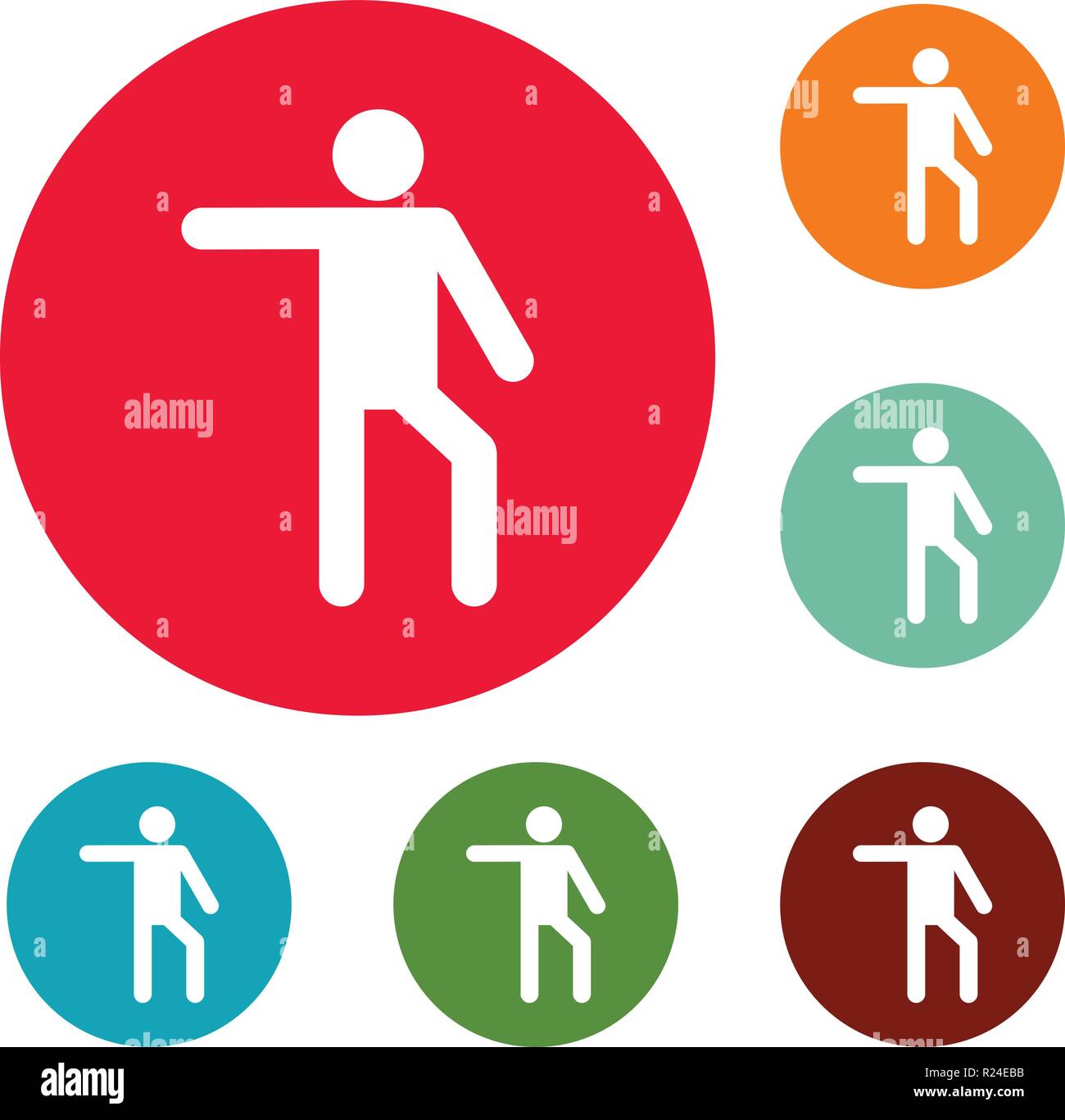 Stick figure stickman icons circle set vector isolated on white ...