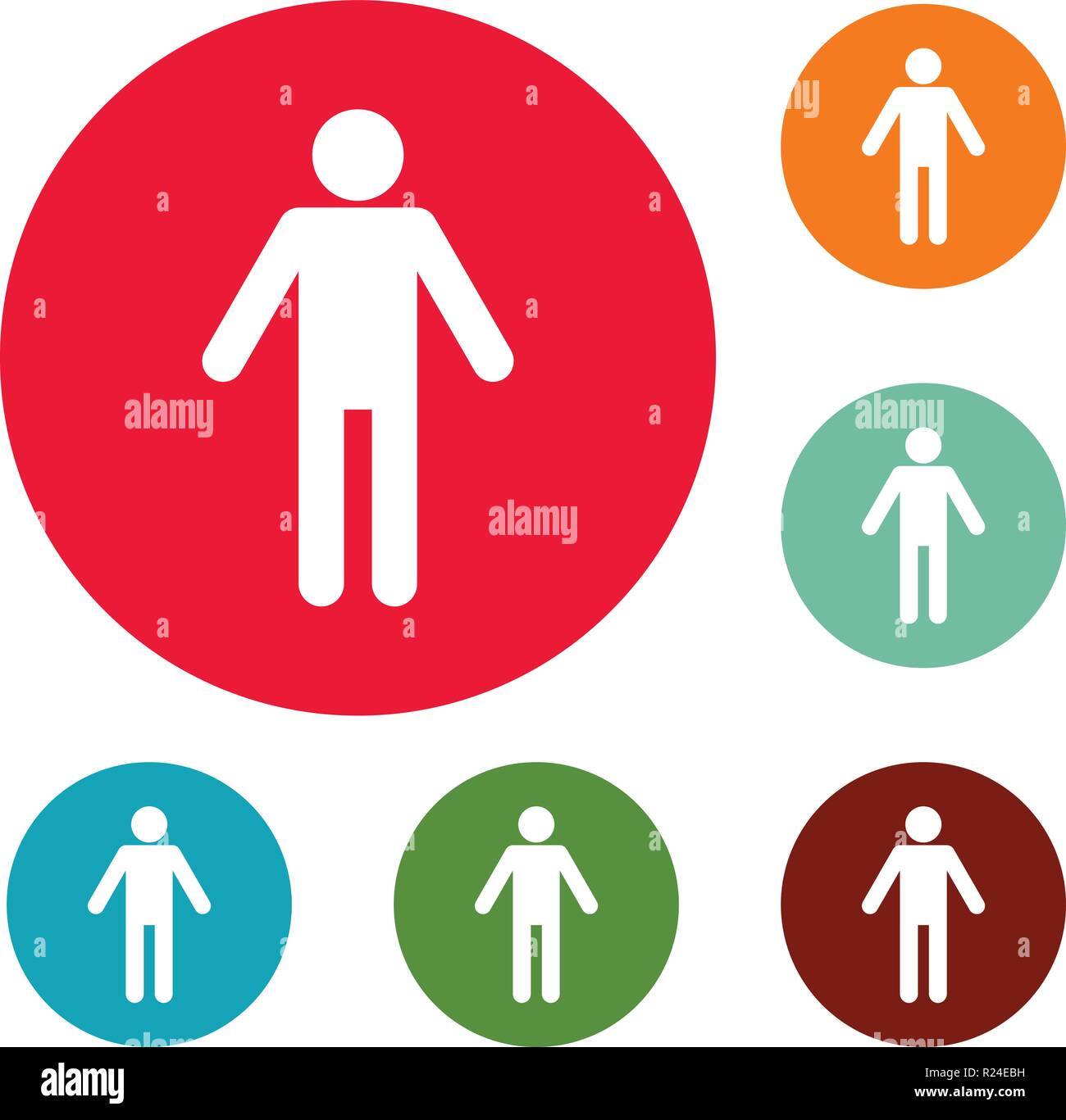 Stick figure stickman icons circle set vector isolated on white ...