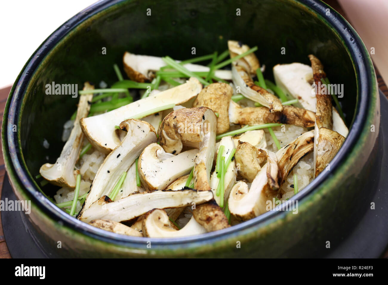 matsutake gohan, rice cooked with matsutake mushroom, japanese food