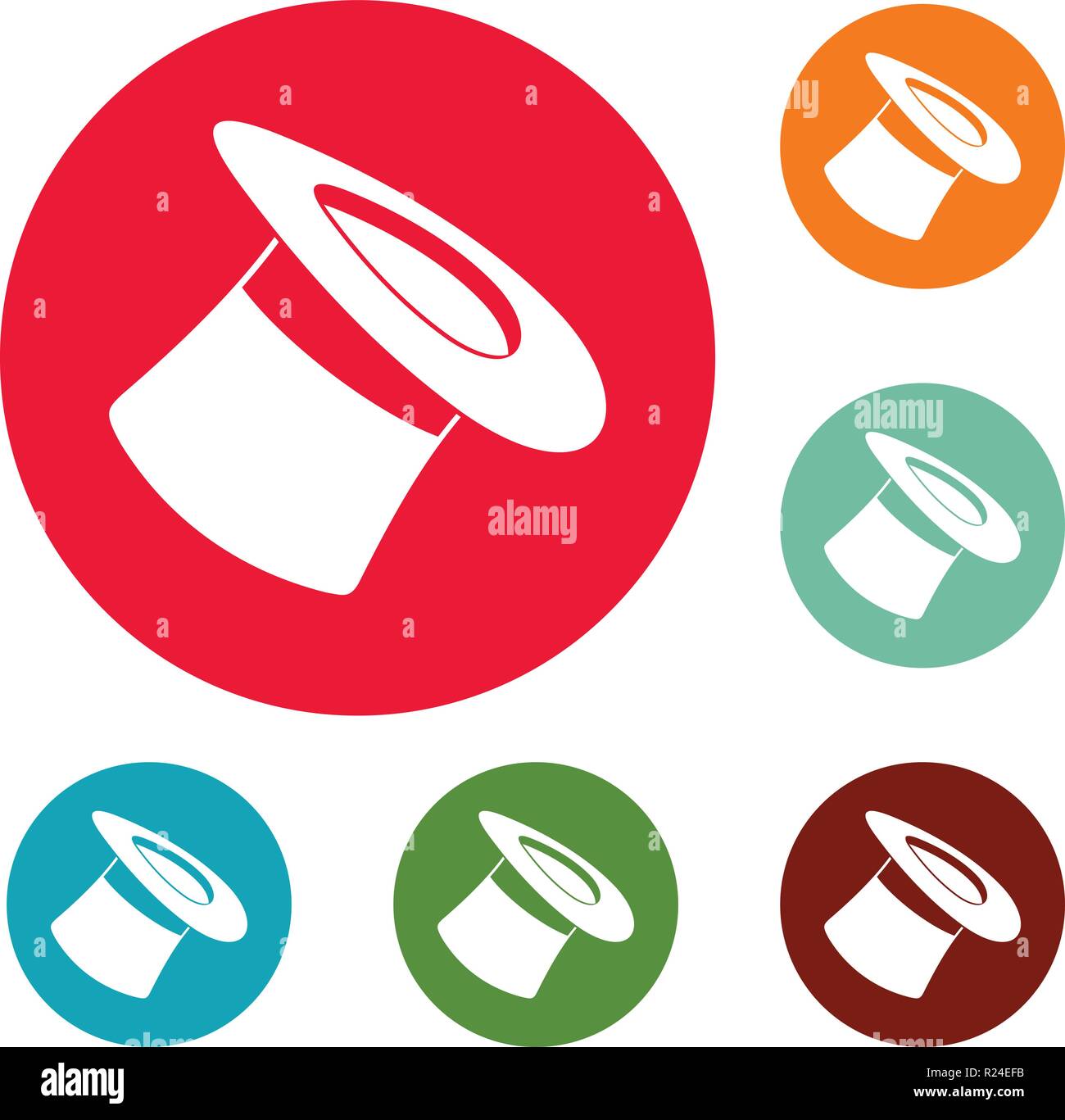 Inverted hat icons circle set vector isolated on white background Stock ...