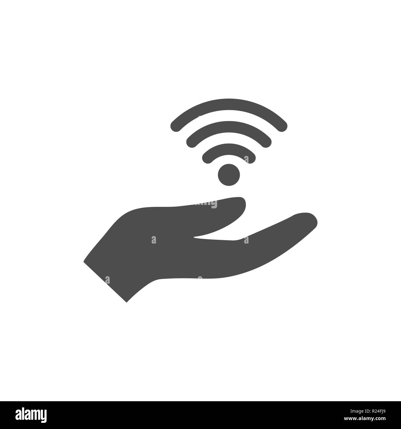 Open hand and wifi icon. Vector illustration. Flat Stock Vector