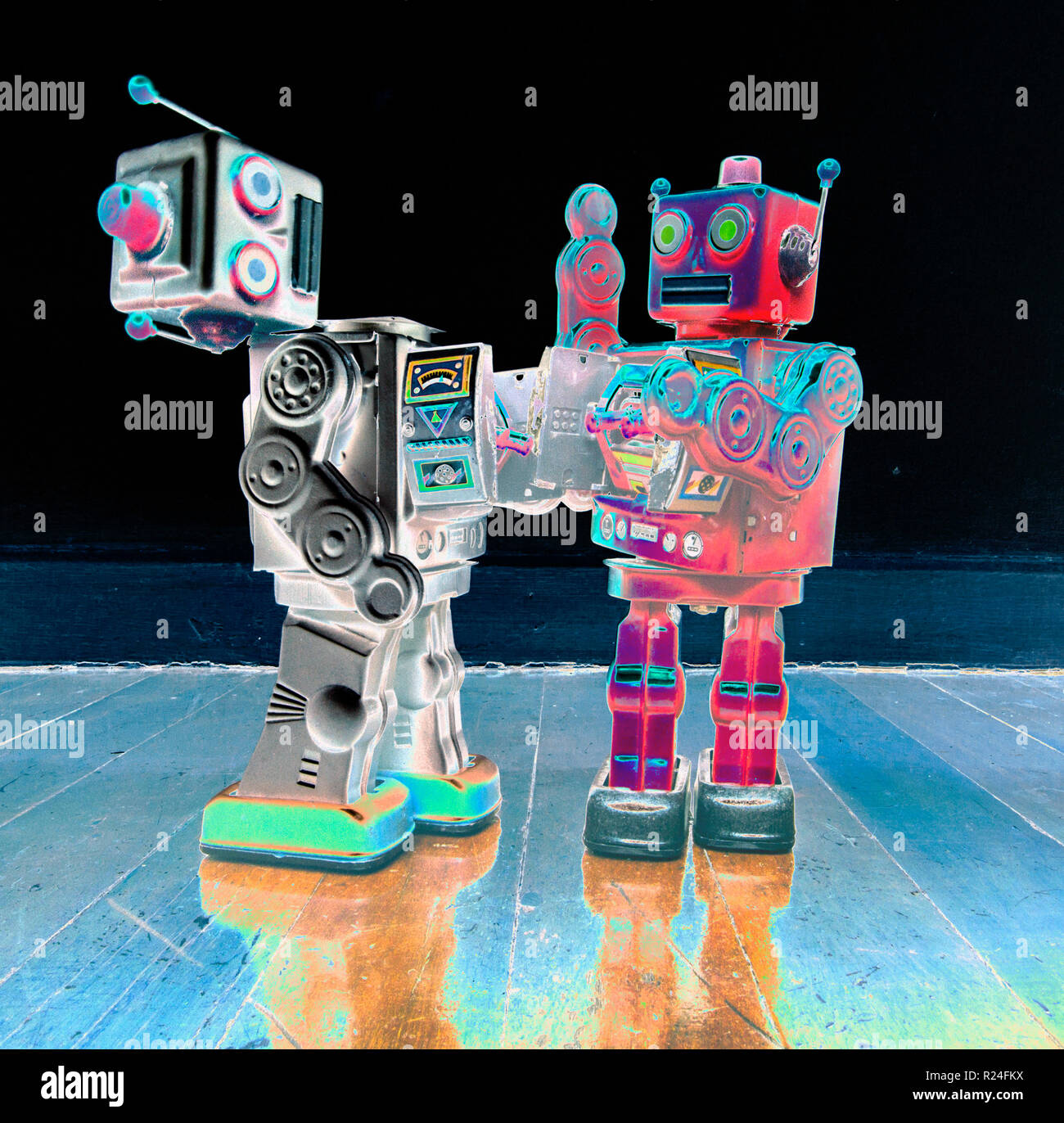 robot fight club concept toned image Stock Photo - Alamy
