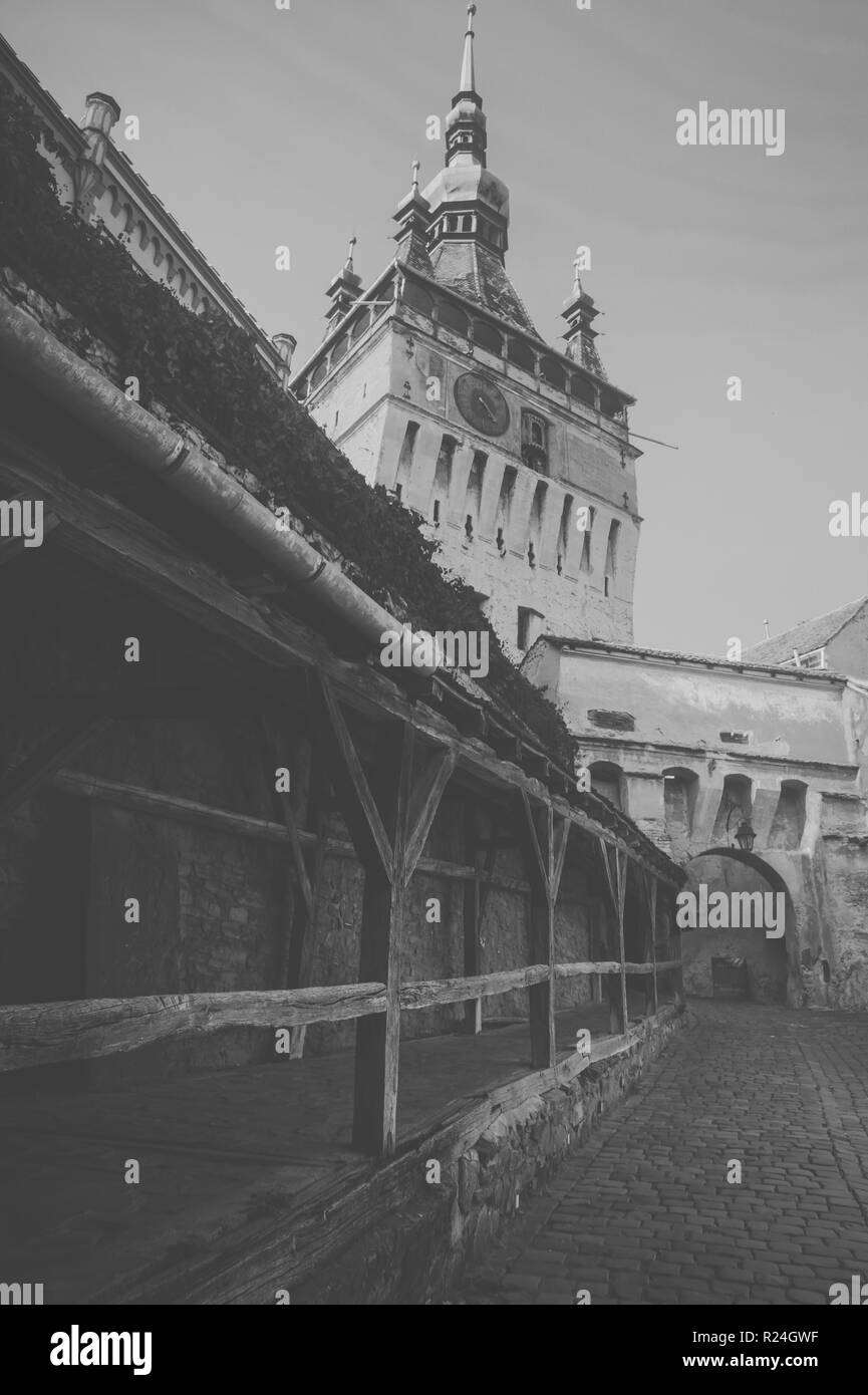 Clock tower historic medieval Black and White Stock Photos & Images - Alamy