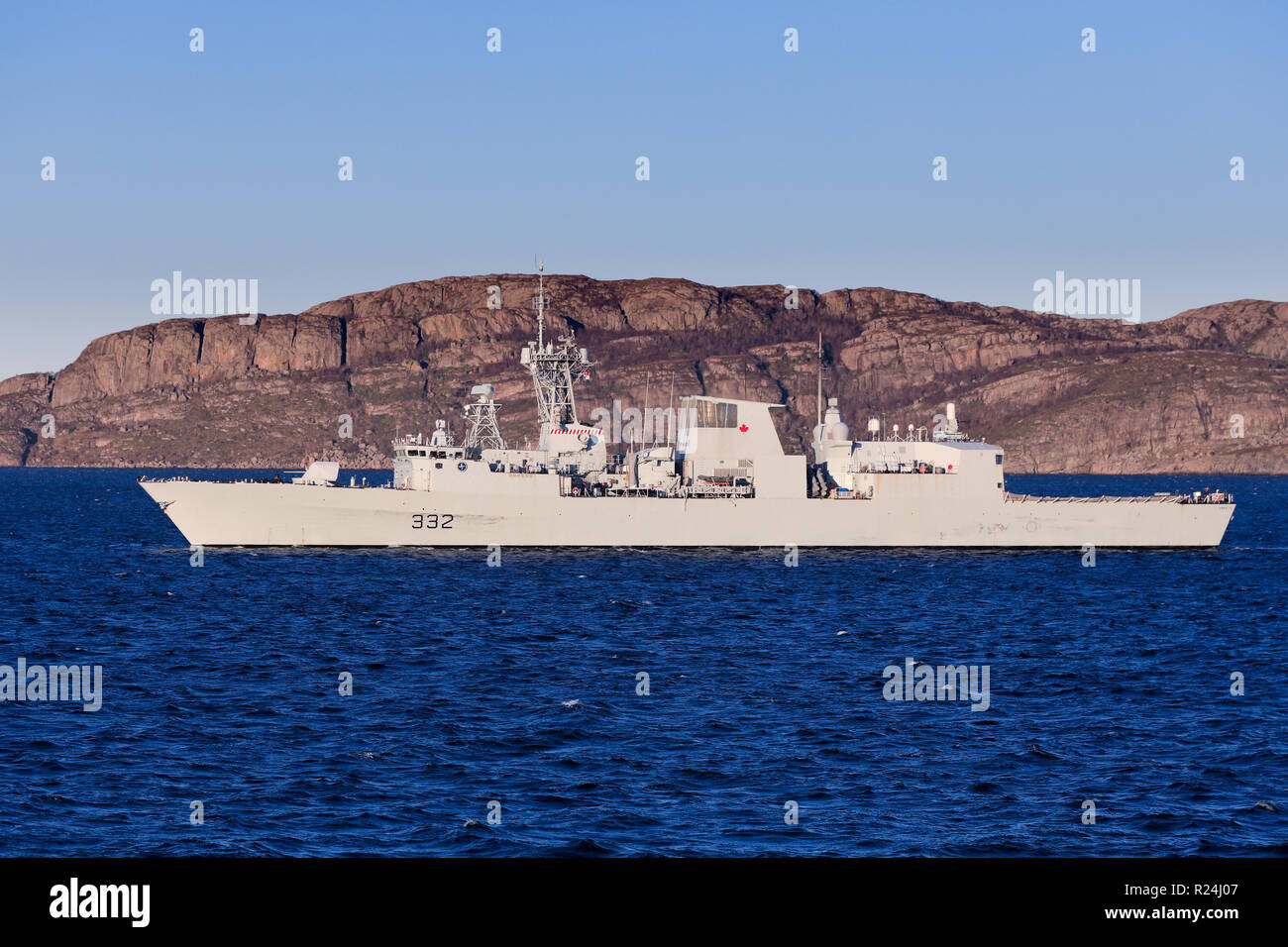 The Canadian frigate HMCS Halifax in Norwegian waters Stock Photo