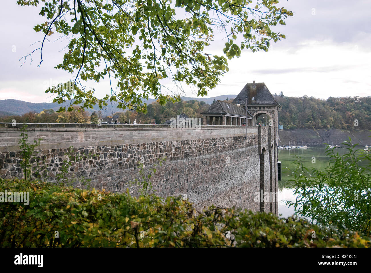 Dam wall at the Edertal Lock, Kellerwald-Edersee National Park Stock ...