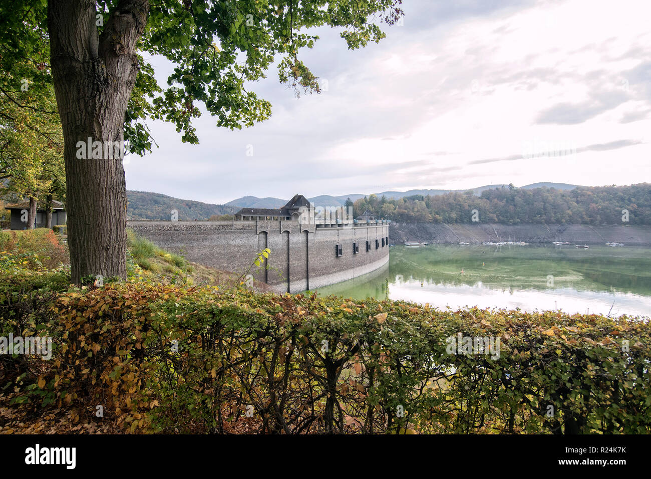 Dam wall at the Edertal Lock, Kellerwald-Edersee National Park Stock ...