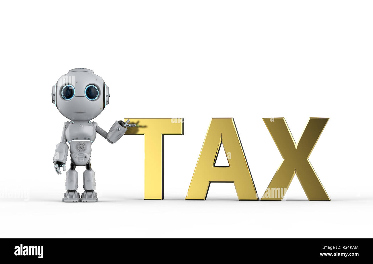3d Rendering Mini Robot Calculate Tax Stock Photo 225067100 Alamy