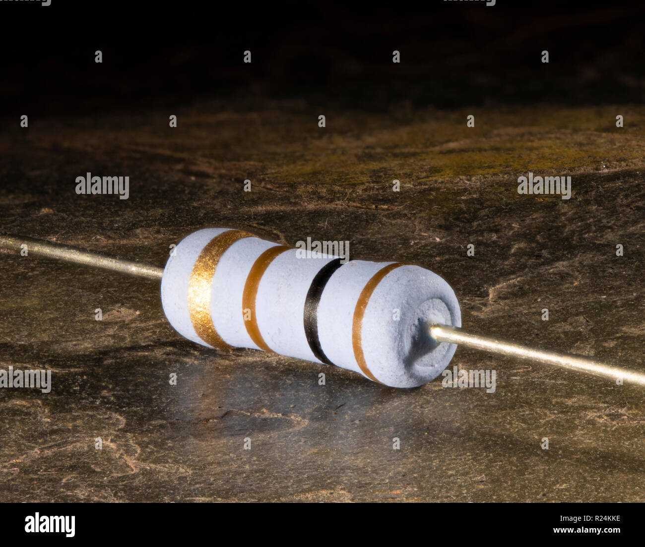 Resistor rated at 100 ohms ready to be installed in electronics Stock