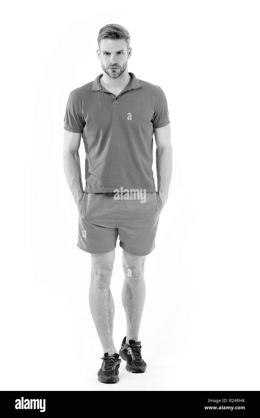 Man In Active Wear And Sneakers Isolated On White Sportsman In Full Length Fit And Confident Man In Active Wear And Sneakers Isolated On White Sportsman In Full Length Fit And Confident