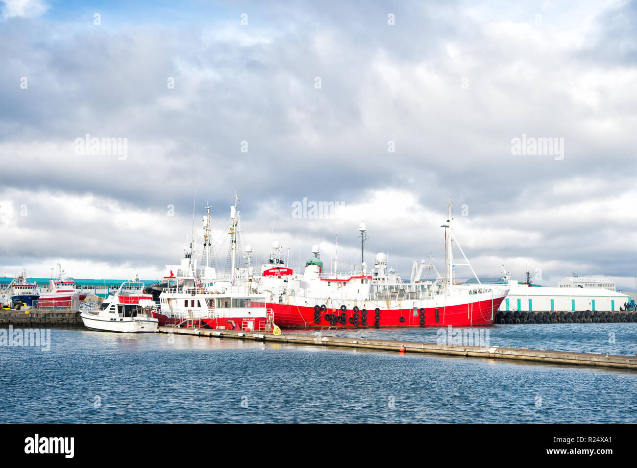 Reykjavik, Iceland October 13, 2017 sea port with ships. Travel by