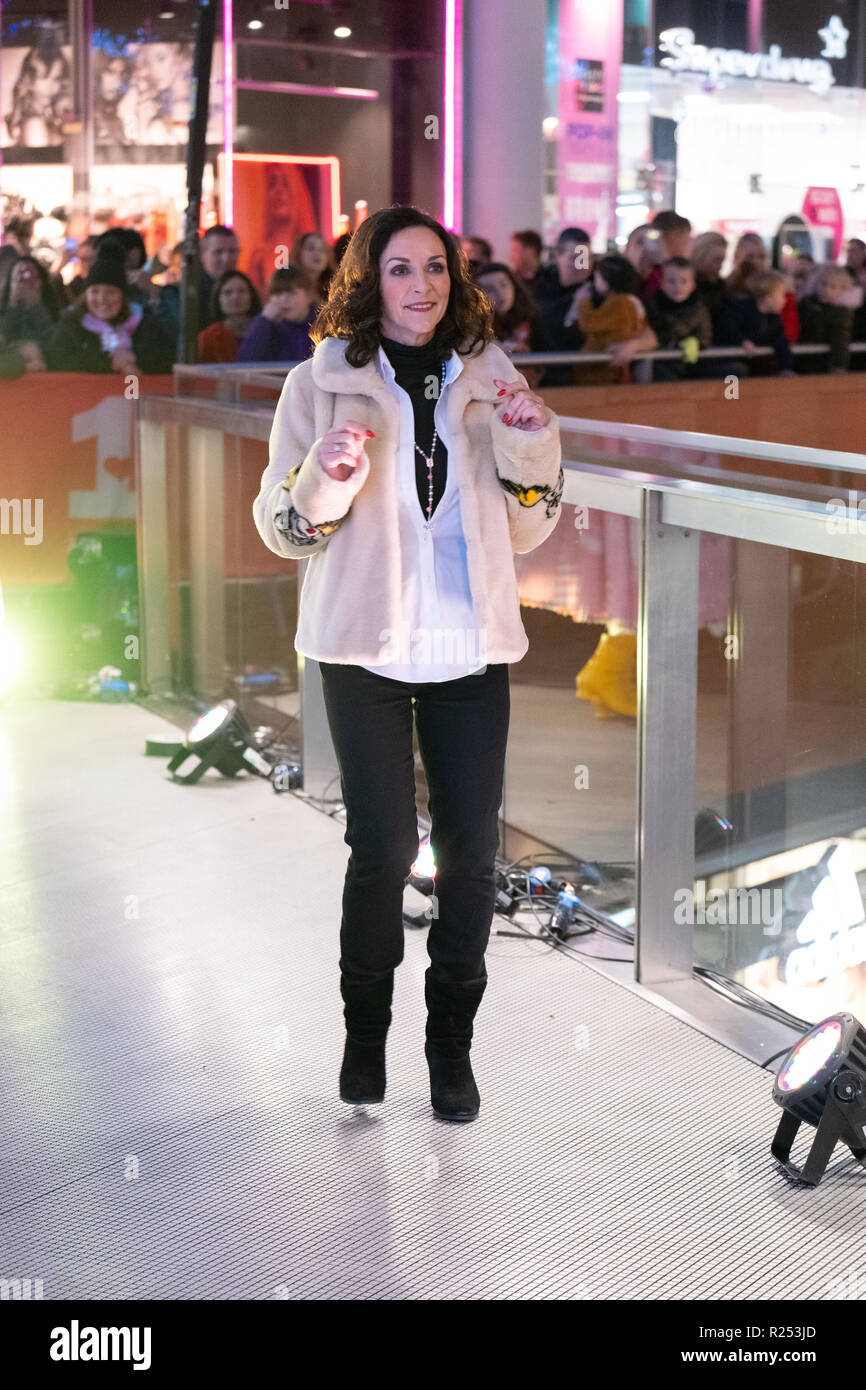 Liverpool, UK. 16th Nov 2018. The head judge of the BBC Saturday night show, Strictly Come Dancing, Shirley Ballas at the Liverpool ONE shopping complex Christmas launch on Friday, October 16, 2018, to promote the upcoming Christmas pantomime, Jack and the Beanstalk, which opens at the Liverpool Empire at the beginning of December. Credit: Christopher Middleton/Alamy Live News Stock Photo