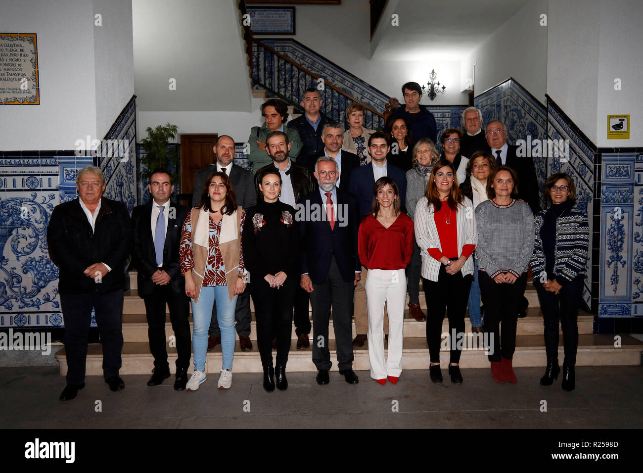 Spanish Karateka Sandra Sanchez seen posing for a photo with members of the corporation during the celebrations at her home town in Talavera de la Reina. Stock Photo