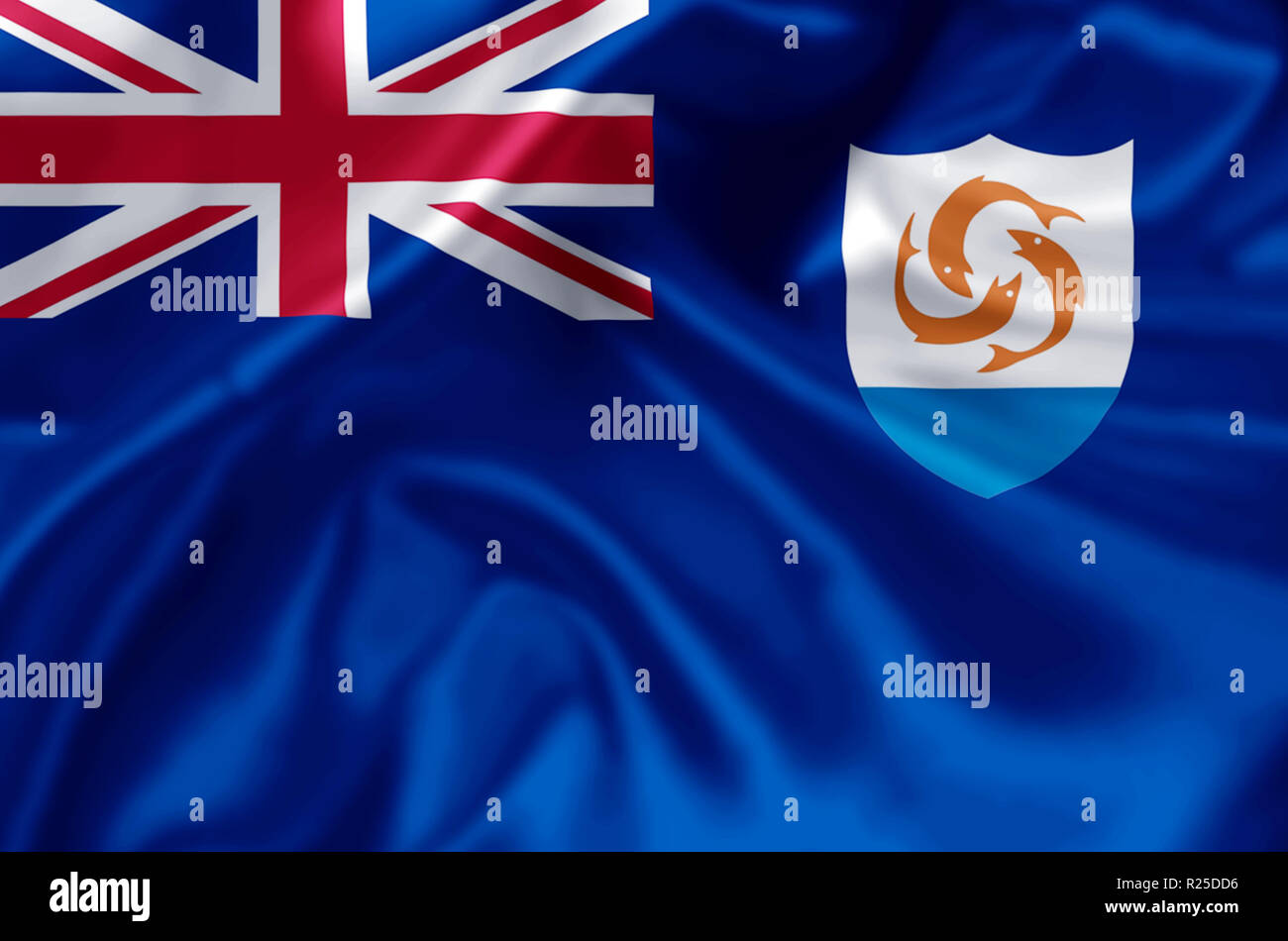 Anguilla waving and closeup flag illustration. Perfect for background ...
