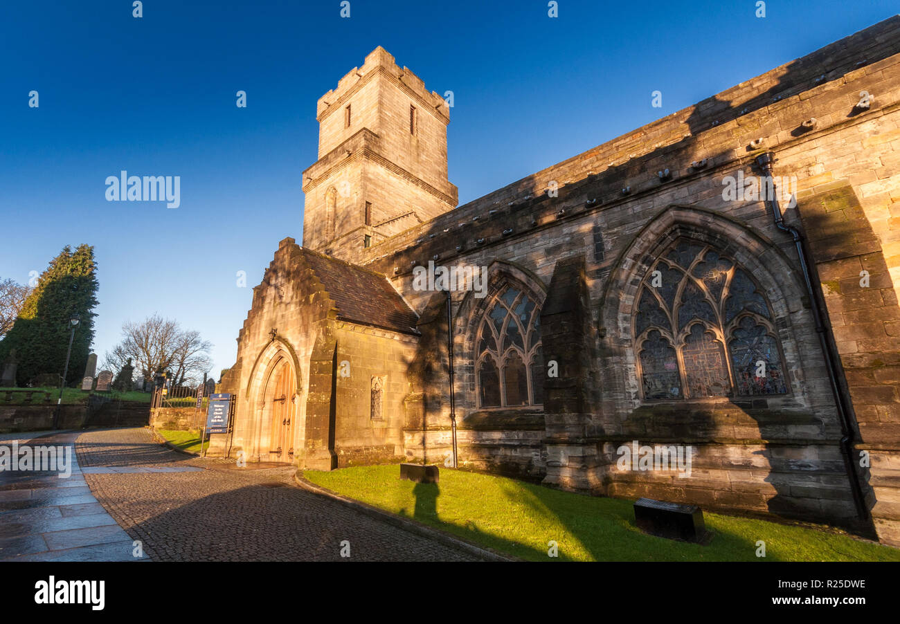 Stirling, Scotland, UK - January 22, 2012: Winter sun shines on the historic Church of the Holy Rude, historical location of Scottish royal baptisms a Stock Photo