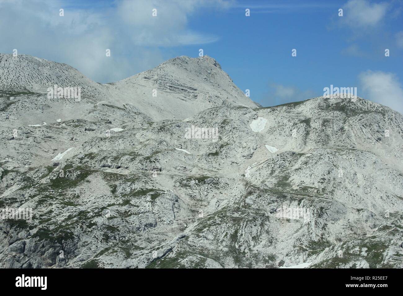 Krn Mountains - World War I battlefield scenery, aerial photo, Julian Alps landscape, Alpe Adria trail, Slovenia, central Europe Stock Photo