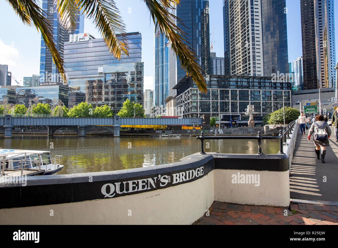 Queens bridge and Melbourne city centre on a sunny spring day,Melbourne,Victoria,Australia Stock Photo